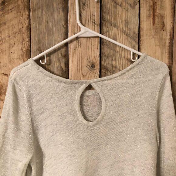 White House Black Market Silver and White Sparkle Asymmetrical Keyhole Dress - Picture 6 of 14